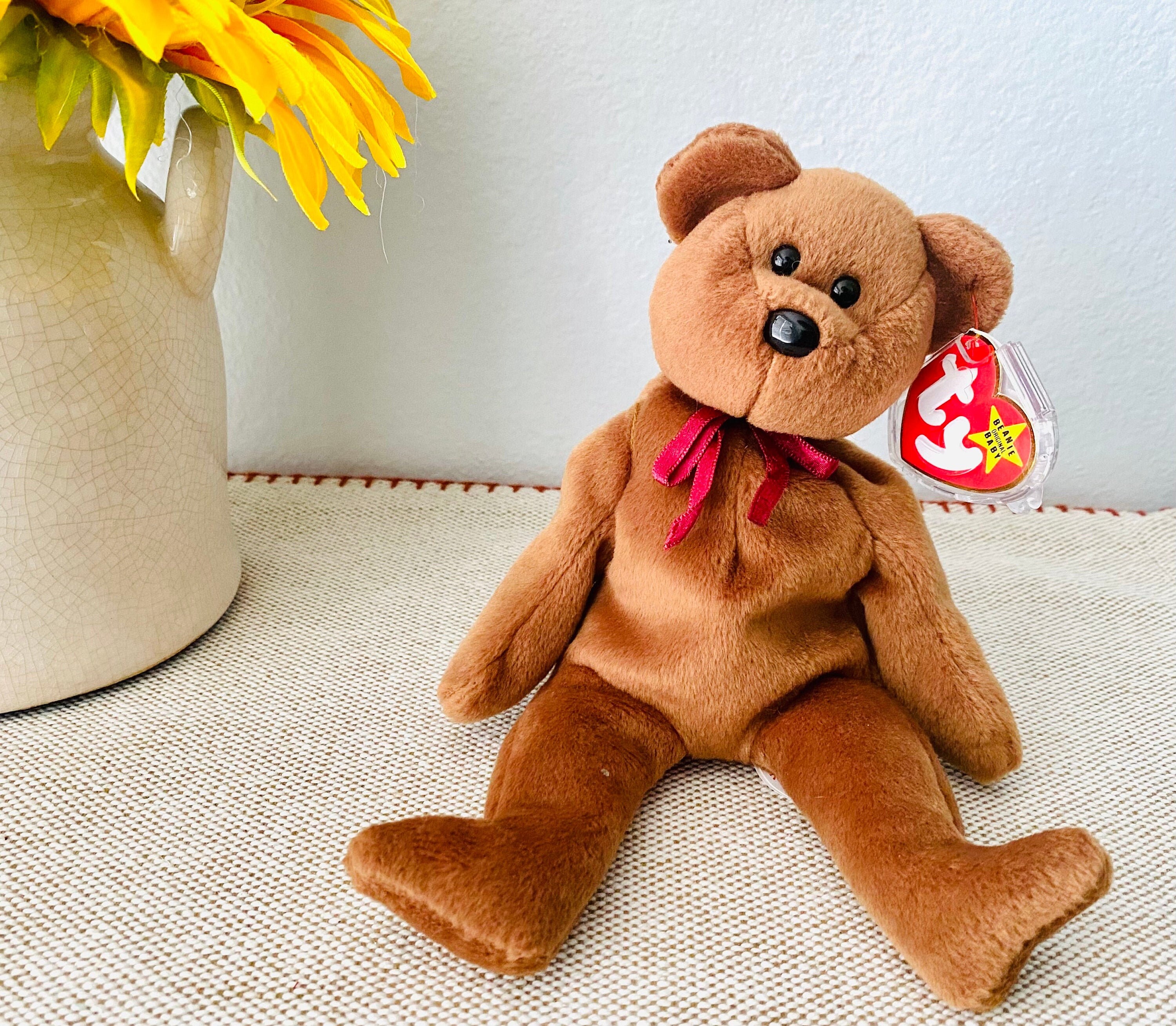 Vintage Teddy the Brown Bear Beanie Baby RARE Style 4050 1993 Etsy