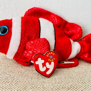 Vintage Jester the Clownfish Beanie Baby MINT Condition Swing and Tush Tags Collectible Toys