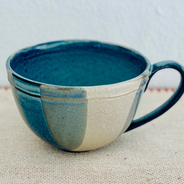 Vintage Large Stoneware Clay Mug | Anthropologie | Blue and Gray