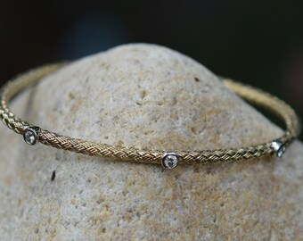 Woven Bracelet | Gold Bracelet |Gold Bangle |Handwoven | Diamond Bracelet | Dainty Bracelet | MinimalistBracelet| Stackable Bangle