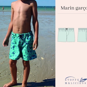 Sewing pattern PDF, Sailor children&#39;s swimwear (French)