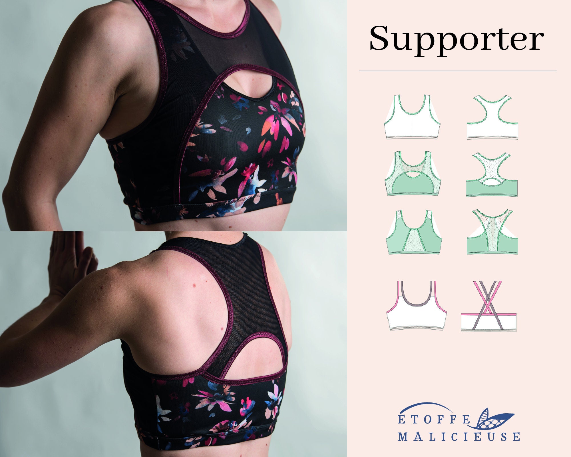 Sewing Pattern PDF, Support the Sports Bra french 
