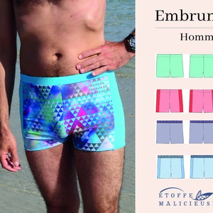 Sewing pattern PDF, Embrun the men&#39;s swimsuit (French)