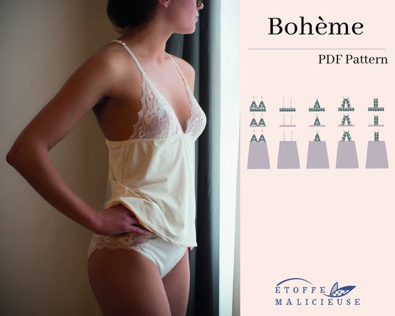 PDF Sewing Pattern English Boho Bralette Nightie Top Etsy UK