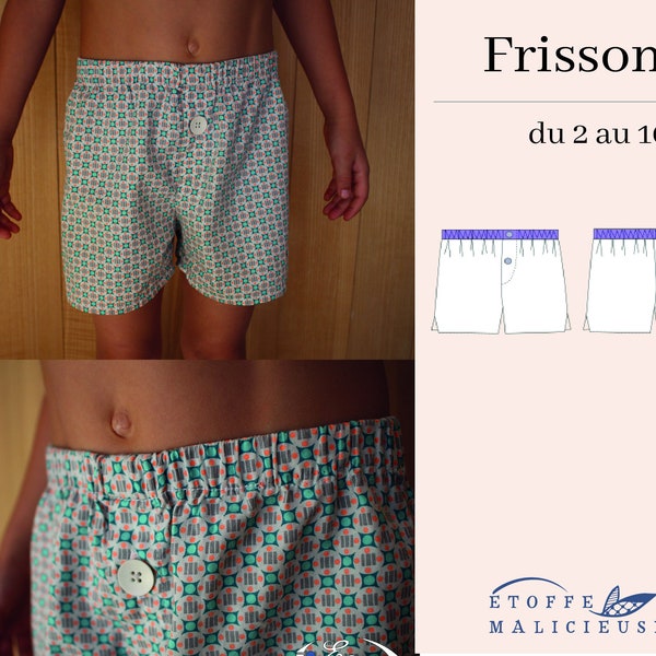 Sewing pattern PDF, Frisson le caleçon garçon (French)