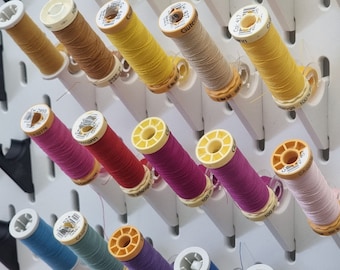 20 Pack Thread Storage for IKEA Skadis Board. Spool and Bobbin. White or Black.