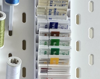 Machine Needle Storage for IKEA Skadis Pegboard. White or Black.