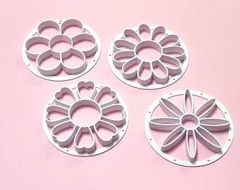 4 Daisies Needle Felting Molds: Stencil Tools, Set of 4