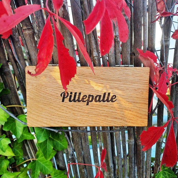 Holz Tablettenbox 'Pillepalle' aus Eiche