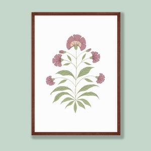 Mughal Style Floral Art, Handpainted Original Artwork, Instant Download, Traditional Indian Folk Art, Printable Wall Art