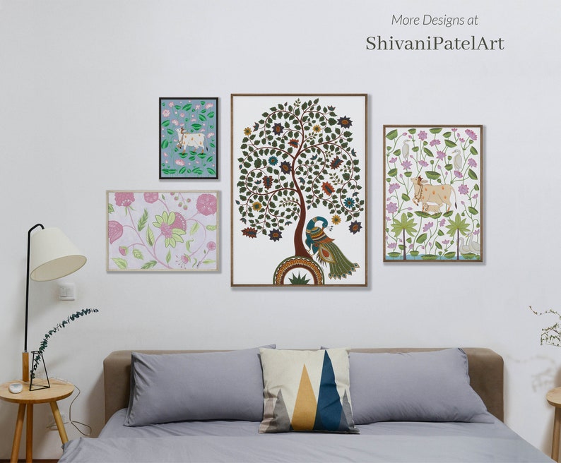 Indian Chintz Art, Handpainted Original Artwork, Instant Download, Traditional Indian Folk Art, Indian Mughal Floral Art, Printable Wall Art image 9