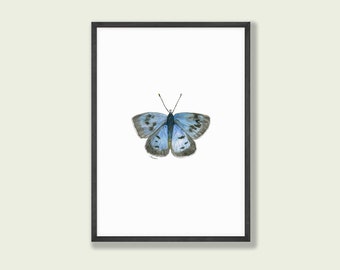 Butterfly Wall Art, Handpainted Original Artwork, Instant Download, Large Blue Butterfly, Nature Art, Printable Wall Art