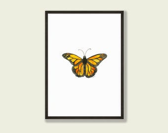 Butterfly Wall Art, Handpainted Original Artwork, Instant Download, Monarch Butterfly, Nature Art, Printable Wall Art