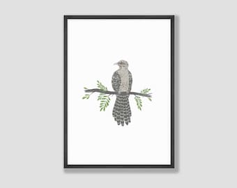 Cuckoo Bird Wall Art, Handpainted Original Artwork, Instant Download, Asian Koel, Nature Art, Printable Wall Art