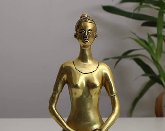 7.5" Brass Yoga lady showpiece, Brass yoga lady Decor, Brass showpiece, brass showpiece, Home Decor Gift, Indian Brass Art