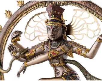 Dancing Shiva Nataraj Statue, 26CM, Bonded Bronze-Finished Shiva Natraja, Home Decor, Temple Altar Yoga Hall Studio Decor, Lord Of Dance