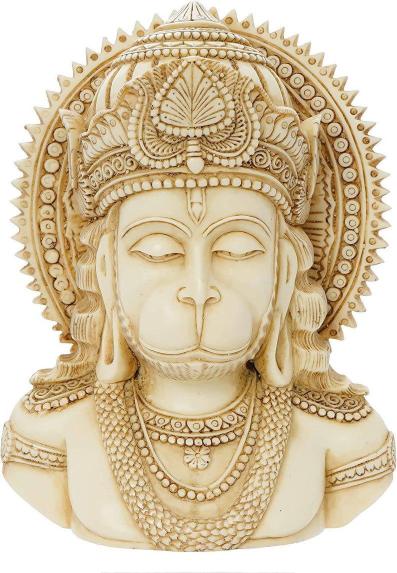 Hanuman Statue Marble Dust Bust Hanumanmonkey God Hindu Etsy