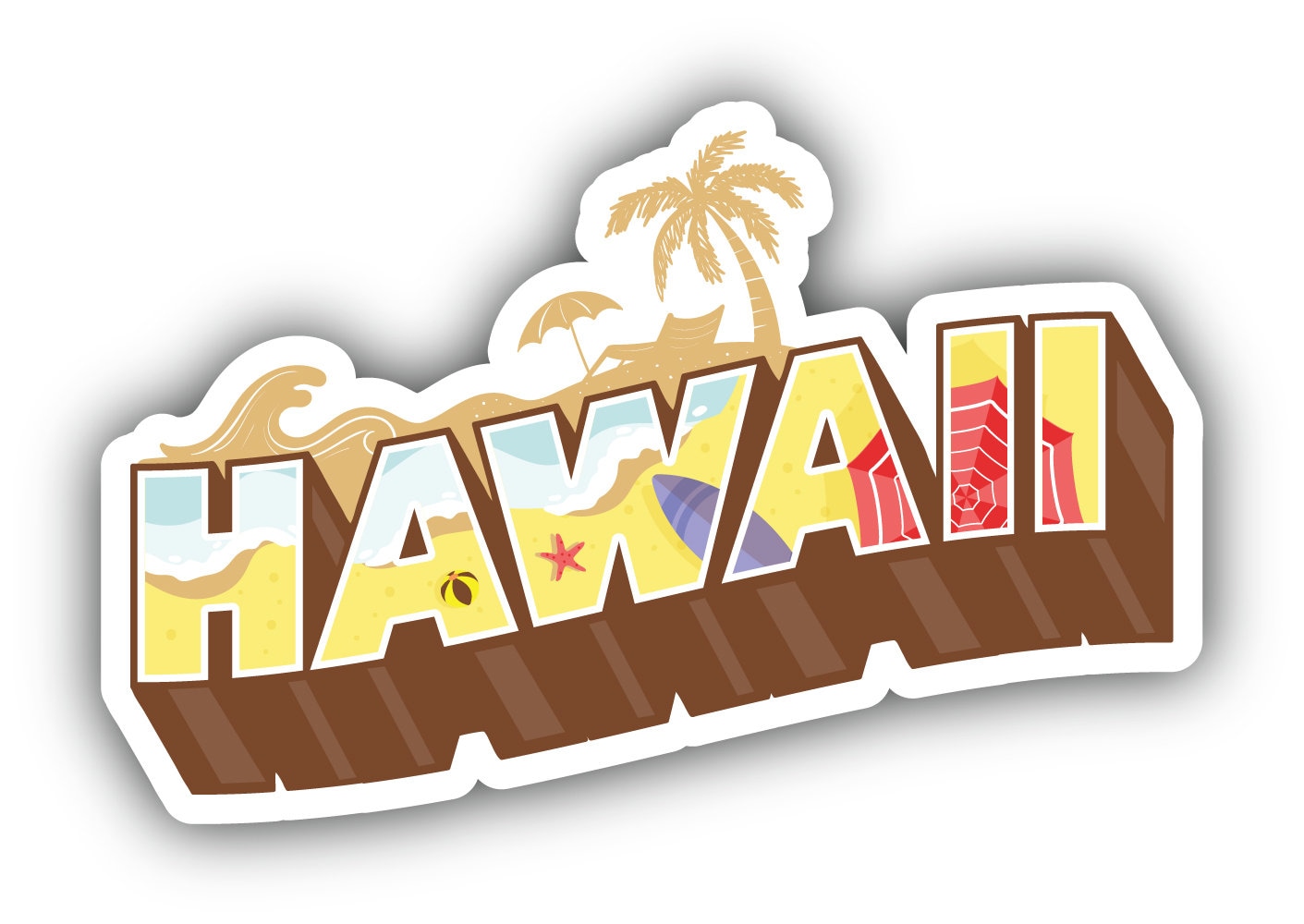 Hawaii Island Retro Slogan Vinyl Sticker Car Bumper Decal Etsy