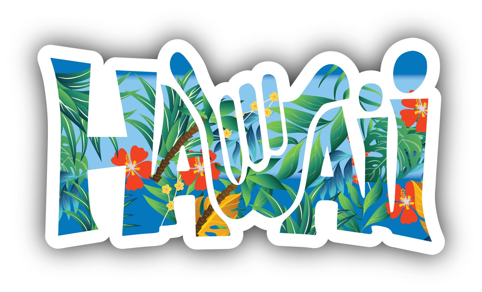 Hawaii Ten Shaka Hang Loose Patterned Slogan Vinyl Sticker Car Etsy