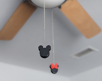Tiradores de ventilador de techo de Mickey y Minnie Mouse - Tiradores de cadena - Tiradores de ventilador Disney - Decoración Disney (Juego)