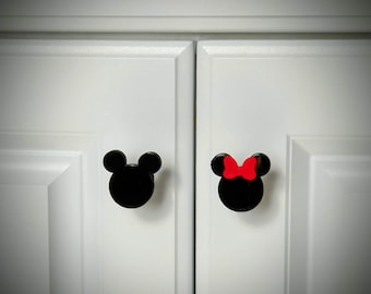 ミッキーマウス キャビネットノブ | ディズニー 引き出し取っ手（バスルーム、キッチン、子供部屋用） | ミッキーマウス ノブハンドル（ネジ付き）