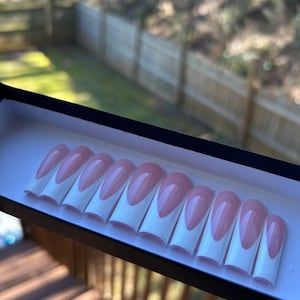 Acrylic white French tip/ French tip press ons/ white tip/ press on nails/ French tip/ xl nails/ xxl press ons/ xl press ons