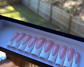 XL Acrylic White French Tip Press On Nails