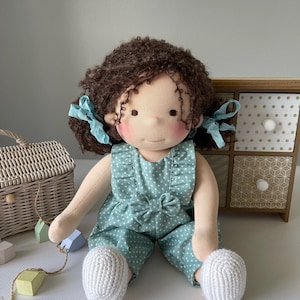 Handmade Waldorf Doll 15”/38cm,  Natural Fiber, Doll with Clothes