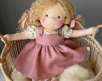 Handmade Waldorf Doll 15”/38cm, Soft Cloth Doll, Wool Stuffing, Gift for Kids, Heirloom Quality, Made to Order