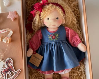 Handmade Textile Doll, 15”/38cm Waldorf Doll, Natural Materials, Heirloom gift for child or collector