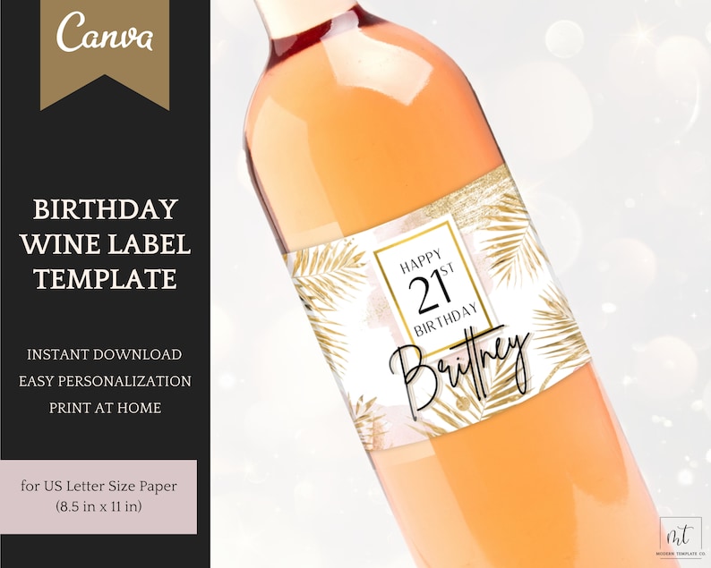 21st Birthday Wine Label Template Personalized Decorations - Etsy