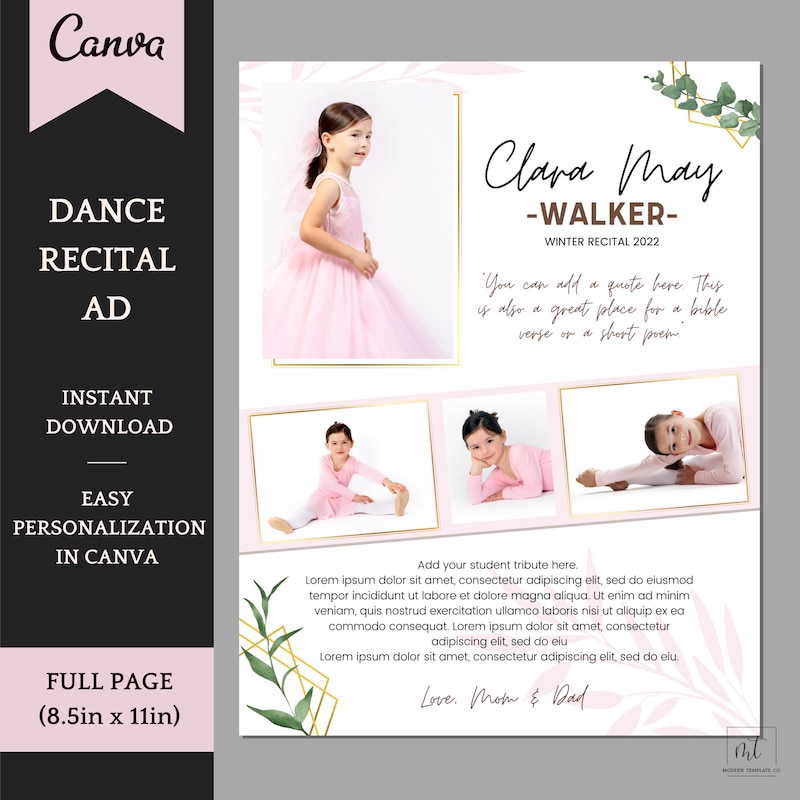 Dance Recital Program Ad - Etsy