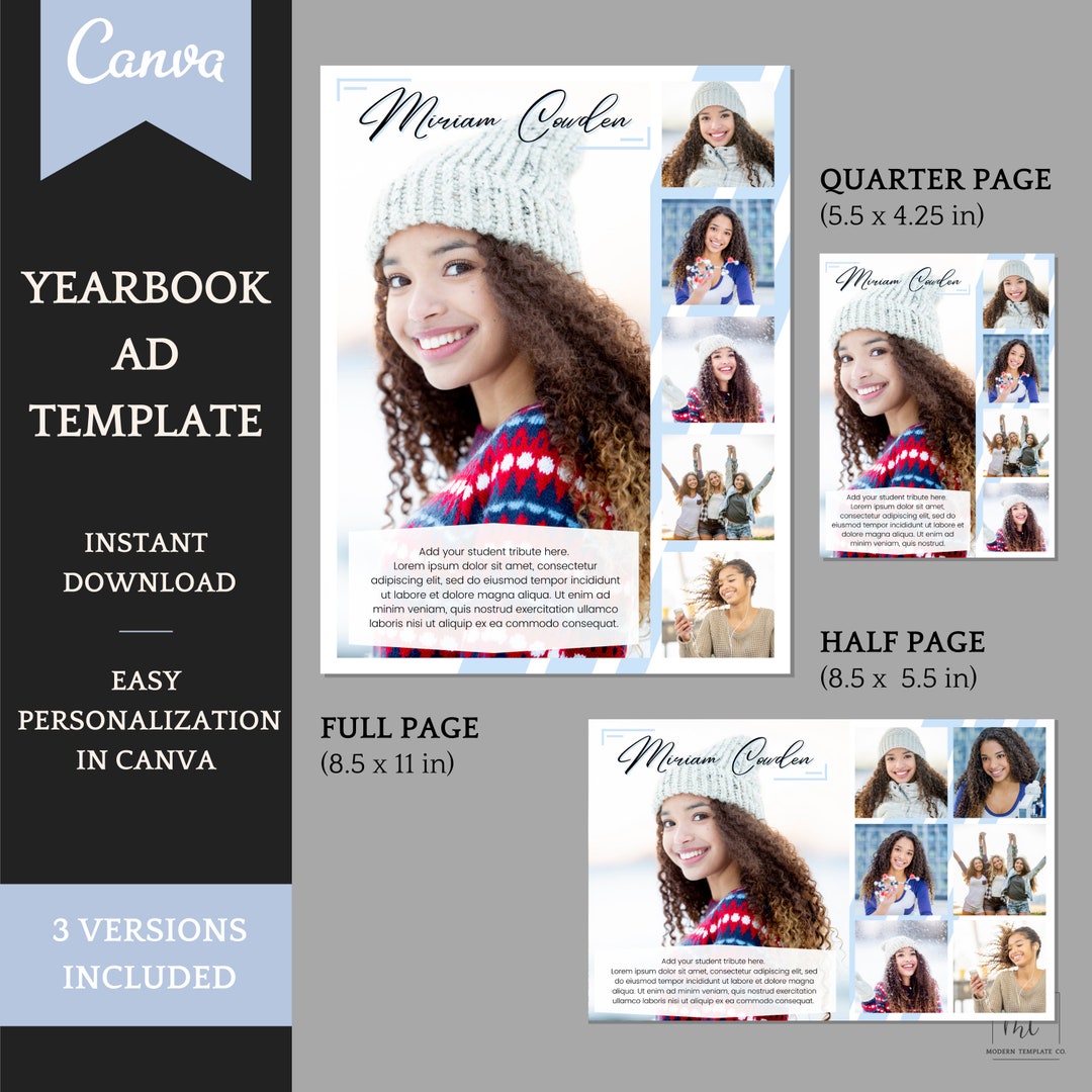 Senior Yearbook Ad Template - Customizable Theme for Girls and Boys ...