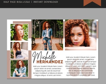 Yearbook Ad Template - fully editable Half Page Template for Senior Dedications - easy personalization in Canva
