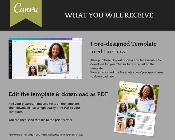 Senior Yearbook Ad Template Editable Full Page Template With 5 Pic.