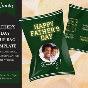 Chip Bag Template for Father&#39;s Day, editable Chip Bag Template for car lover, Instant Download Printable, easy Personalisation in Canva