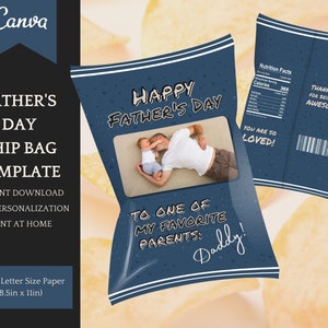 Chip Bag Template for Father&#39;s Day, editable Chip Bag Template, one of my favorite parents, Instant Download, easy Personalisation in Canva