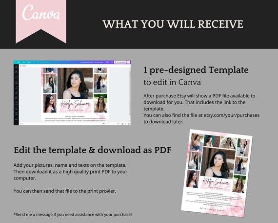 Senior Yearbook Ad Template Editable Full Page Template With 9 Pic.