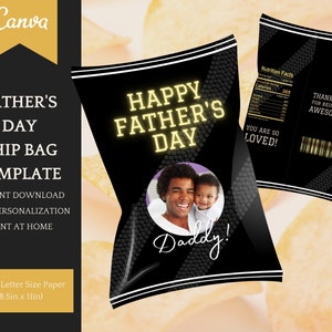 Chip Bag Template for Father&#39;s Day, editable Chip Bag Template for car lover, Instant Download Printable, easy Personalisation in Canva