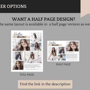May include: Two different layouts for a graduation announcement. The full page layout features a collage of photos with the graduate's name and the text "Heather Millers". The half page layout features a smaller collage of photos with the graduate's name and the text "Heather Millers".