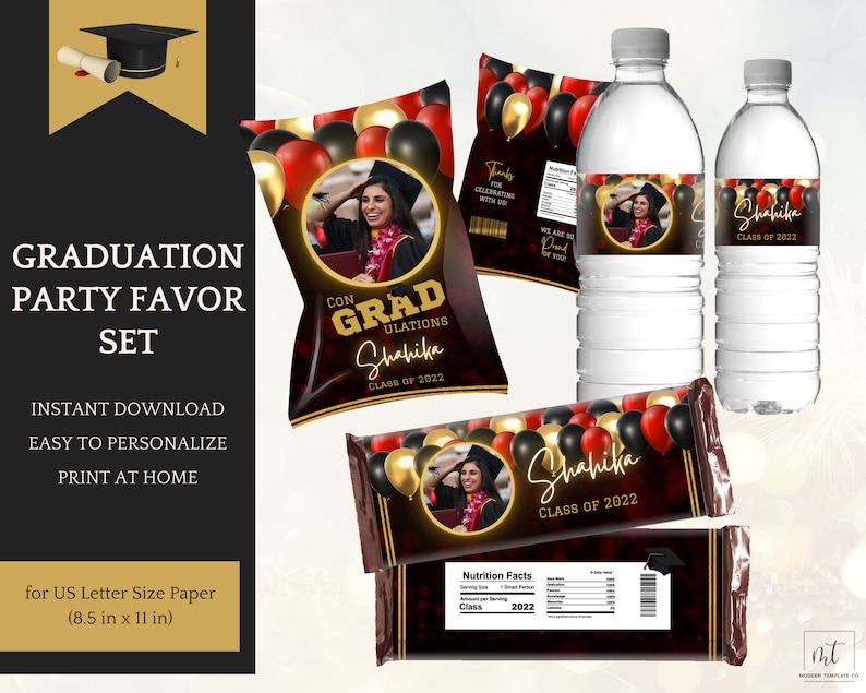 Graduation Decorations Template Set With Chip Bag Candy & Etsy