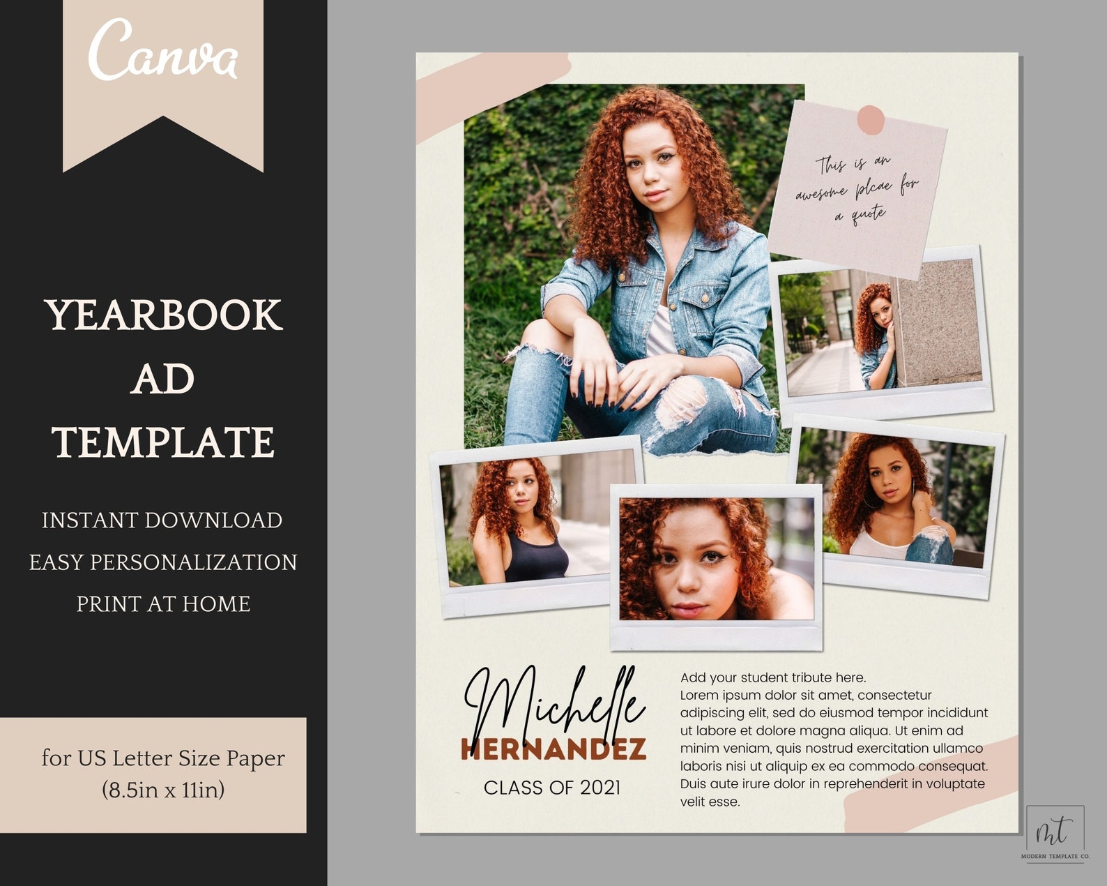 Senior Yearbook Ad Template Editable Full Page Template With Etsy