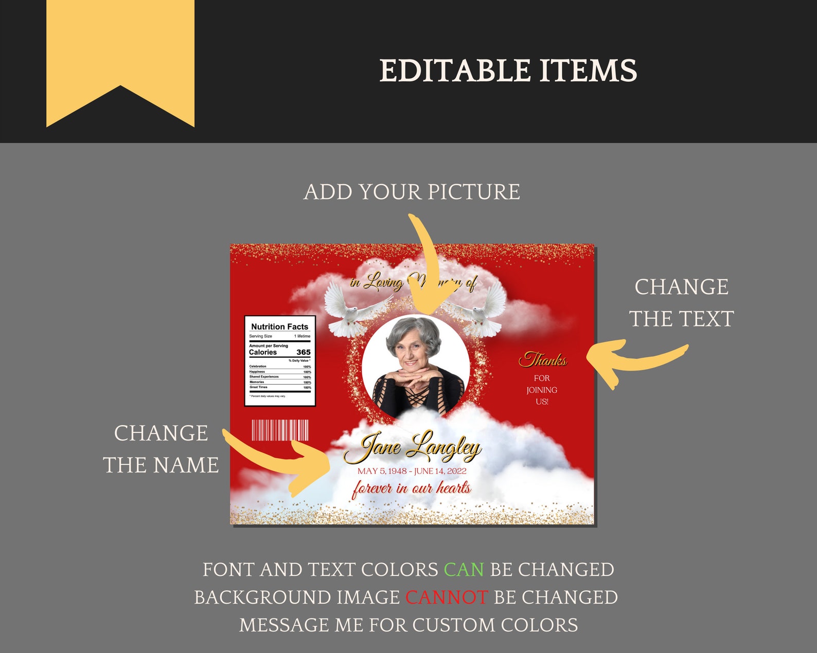 Chip Bag Template for Celebration of Life / Funeral / - Etsy