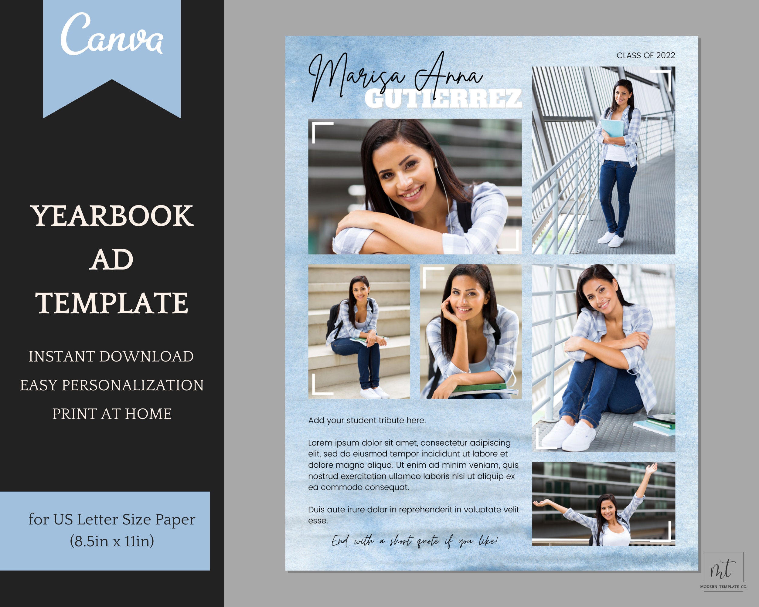 Senior Yearbook Ad Template for Boys and Girls Editable Full - Etsy