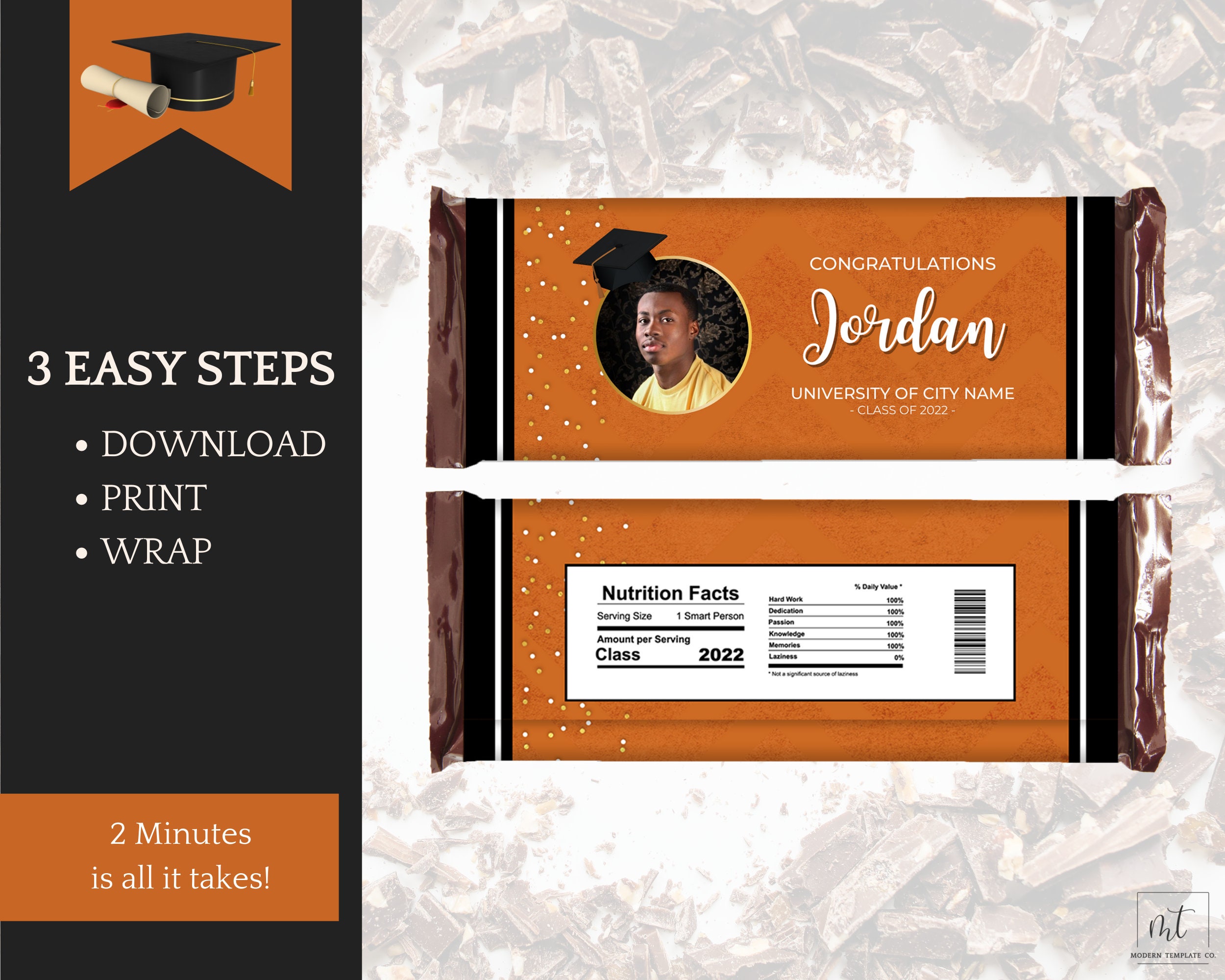 Orange Graduation Decorations Chip Bag Template Candy Bars & Etsy