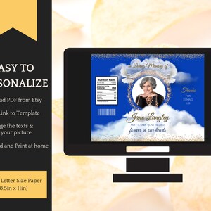 Chip Bag Template for Celebration of Life / Funeral / Memorial, Blue ...