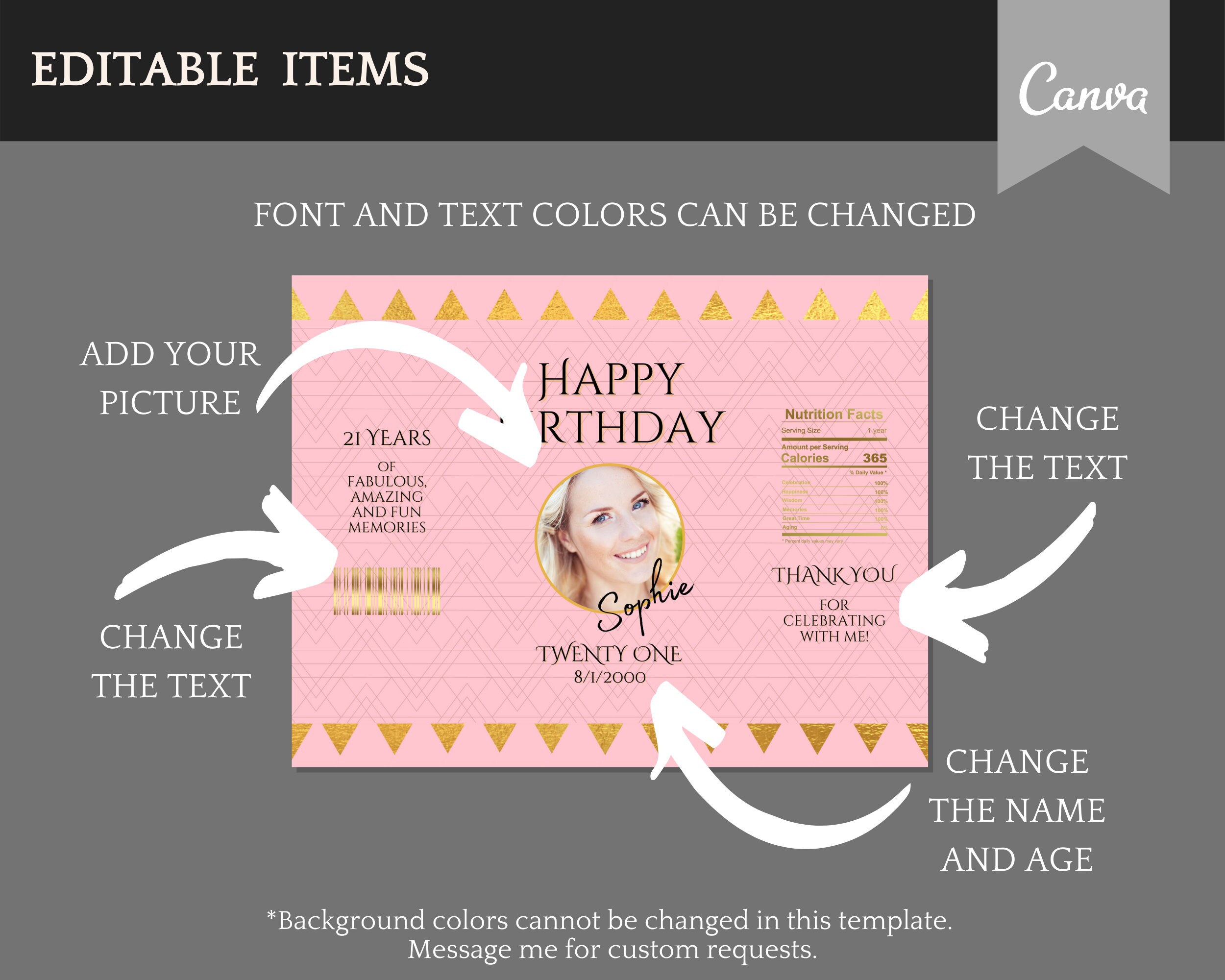 Birthday Decorations for Her Printable Set With Chip Bag | Etsy