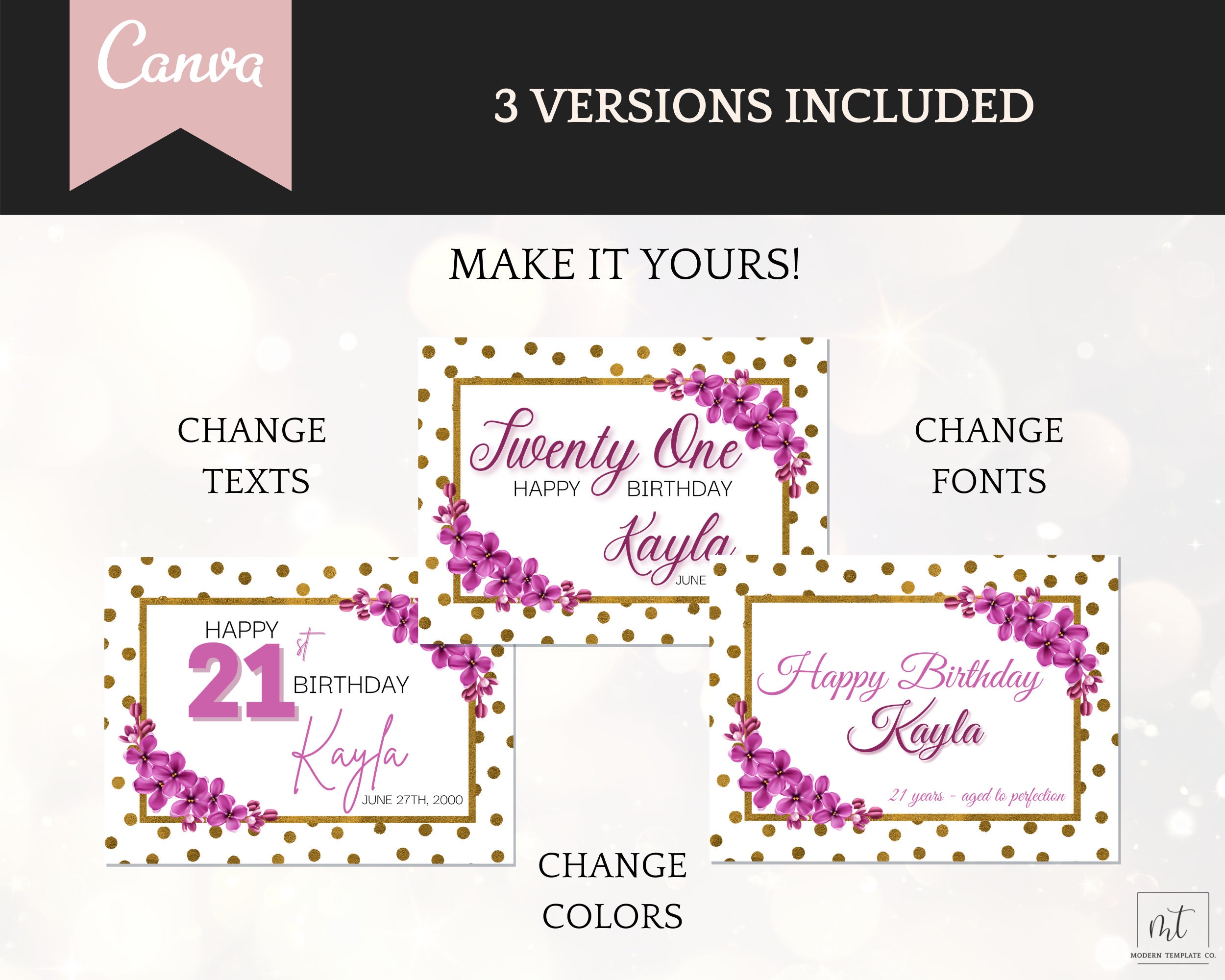 21st Birthday Wine Label Template Personalized Decorations - Etsy UK