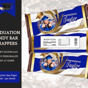 Graduation Candy Bar Template, Party Decorations for Class of 2025, Instant Download Printable Party Favors, edit instantly in Canva