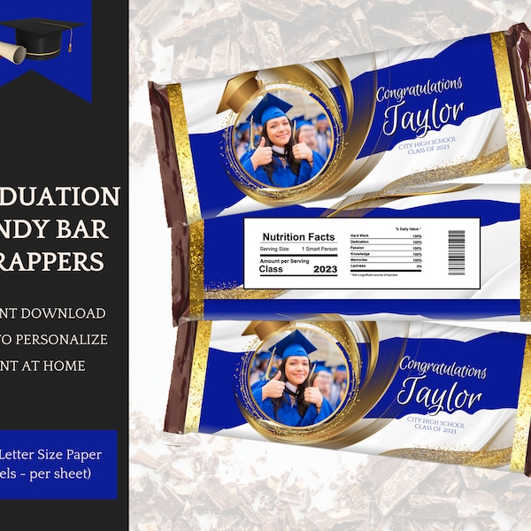 Graduation Candy Bar Template, Party Decorations for Class of 2024, Instant Download Printable Party Favors, edit instantly in Canva